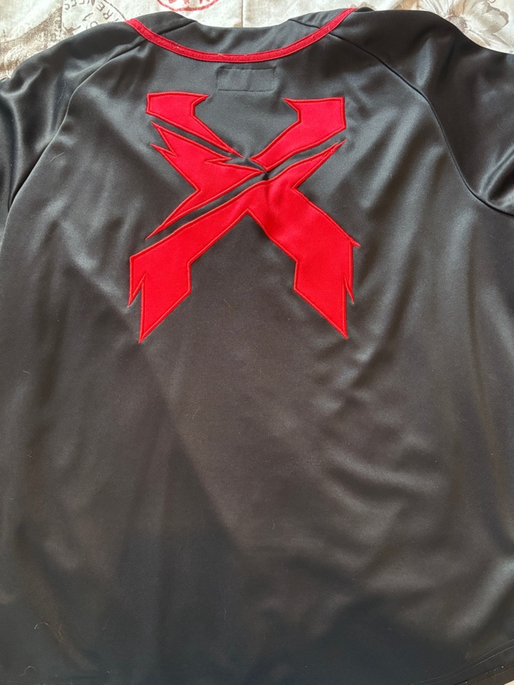 Excision Black Red Baseball Jersey with Dino Patch - Picture 3 of 3